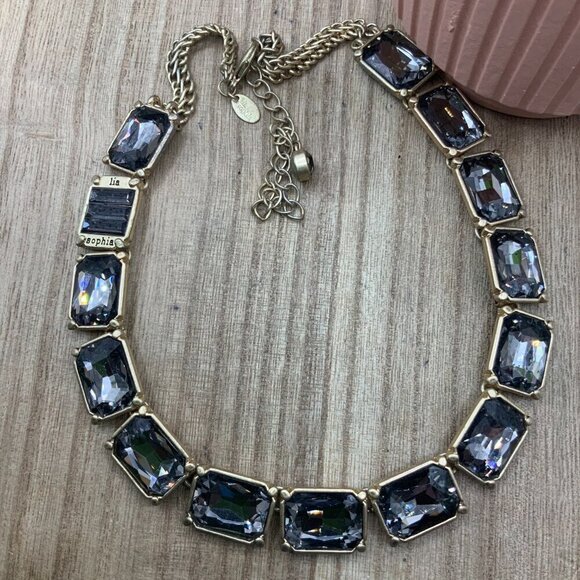 Lia Sophia Retired Versailles Cut Crystals Gold Tone Necklace - Picture 3 of 9